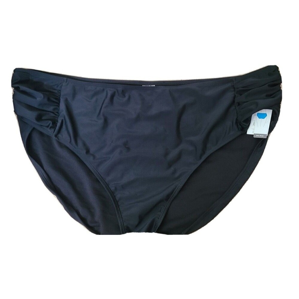 Time And Tru Bikini Swim Swimsuit Bottoms Separate Solid Black Waist Womens 3XL